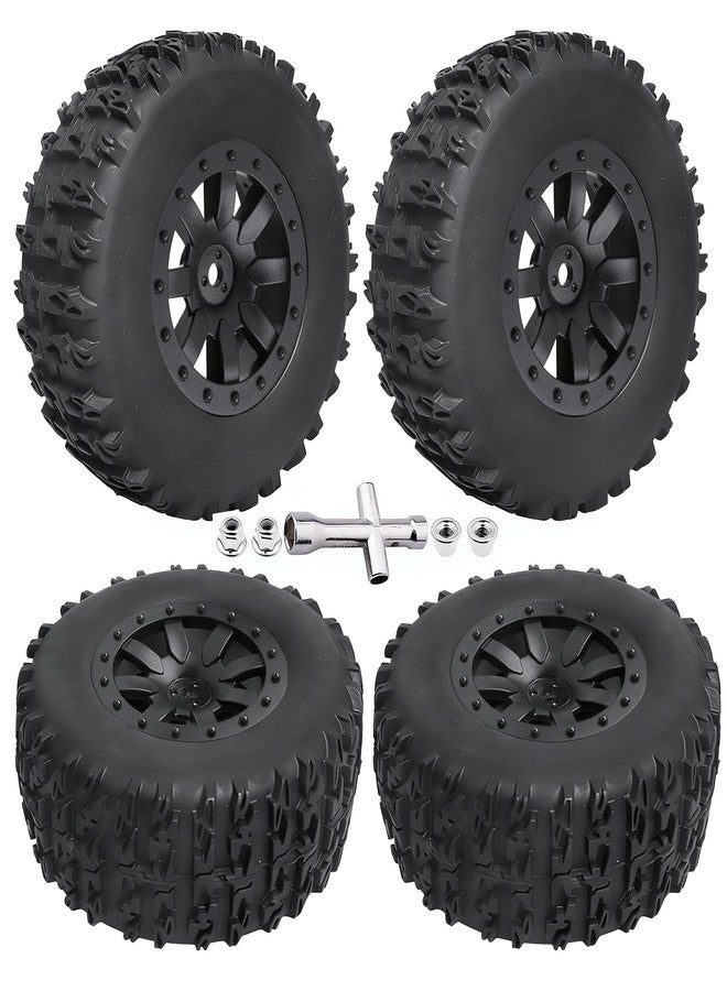 FriHobby Pre-Glued 1/10 RC Short Course Truck Tires and Wheels Set 12mm Hex for Traxxas Slash 4x4 BL-2S 2WD Redcat Blackout SC Losi SCT Team Associated SC10 HPI, with Foam Inserts (Type 1) - Image 1